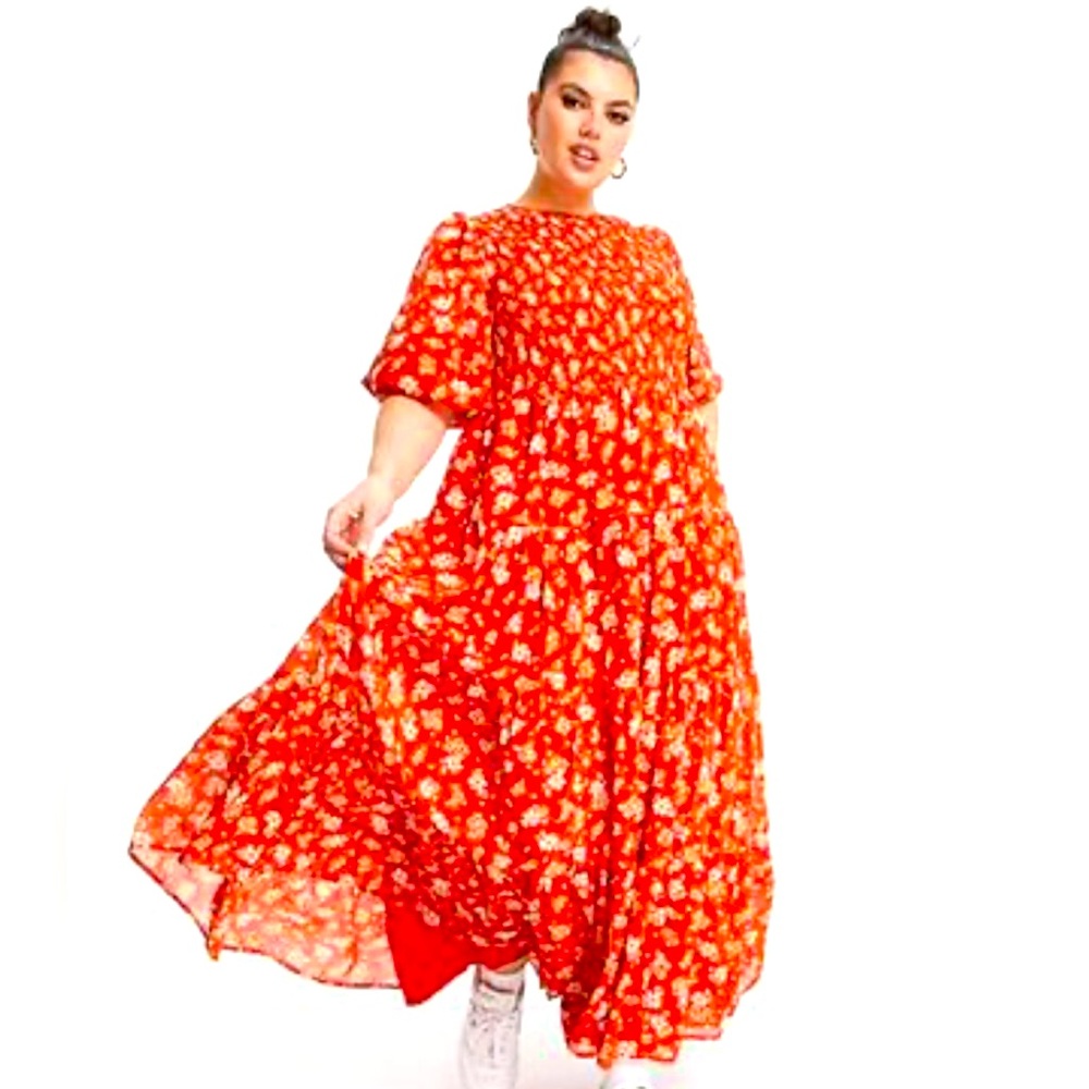 Read floral, print, maxi dress